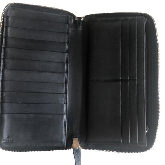 Gucci Black Guccissima Zip Around Long Wallet GG Signature leather - Picture 6 of 12